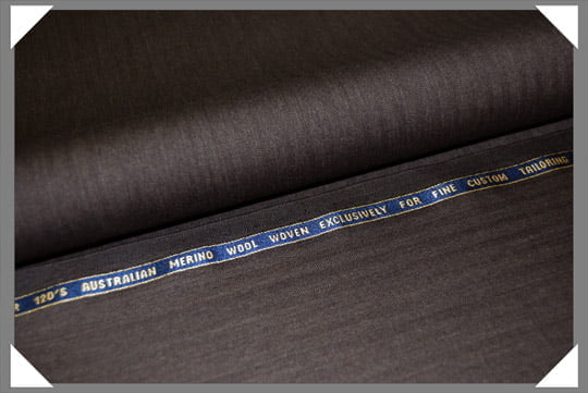 Brown Herringbone Super 120's Fabric