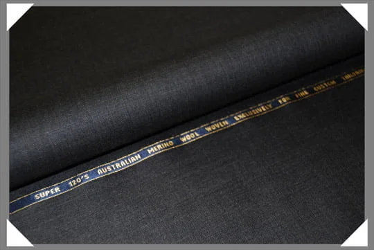 Charcoal Sharkskin Super 120's Merino Wool Fabric