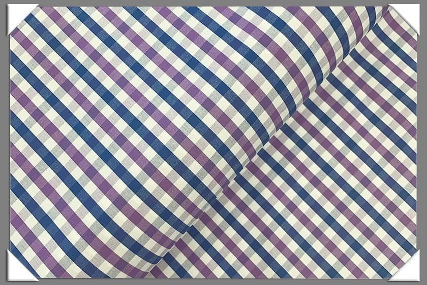 Blue & Purple Gingham Cotton Shirting Fabric