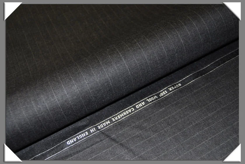 Dark Grey Pinstripe Super 120's Wool Fabric