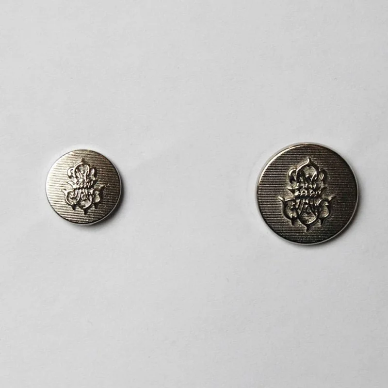 Silver Crown & Shield Metal Buttons