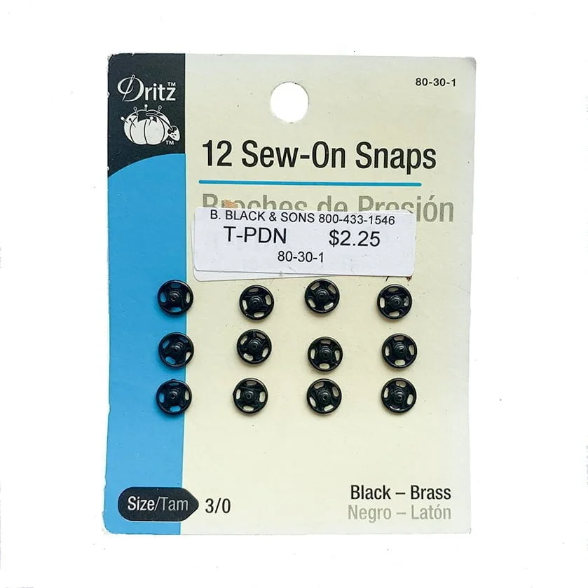 Sew-On Snaps - Size 3/0