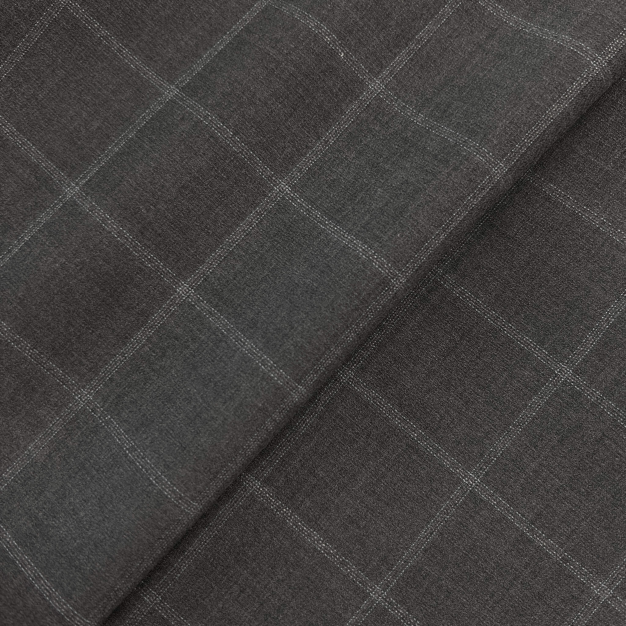 Charcoal Windowpane Wool Suiting Fabric