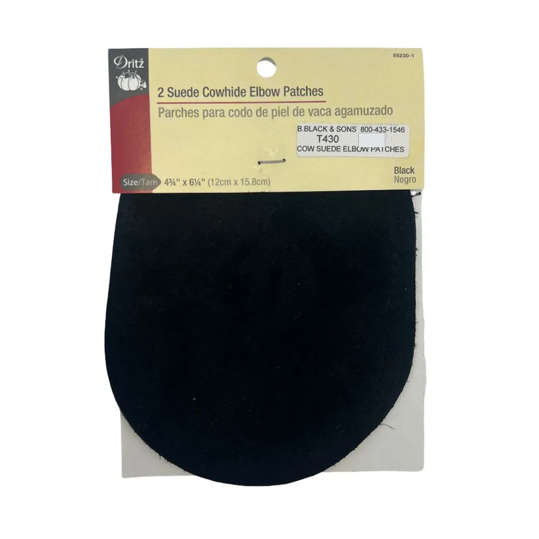Black Suede Cowhide Elbow Patches
